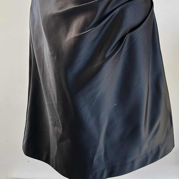 Bill Levkoff Espresso Satin Strapless Ruched Dress w/ Convertible Straps – US 10 - Picture 4 of 9